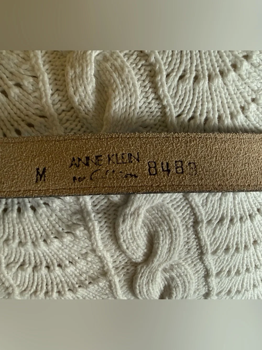 Anne Klein Sky Blue Leather Men's Belt with Embossed Logo
